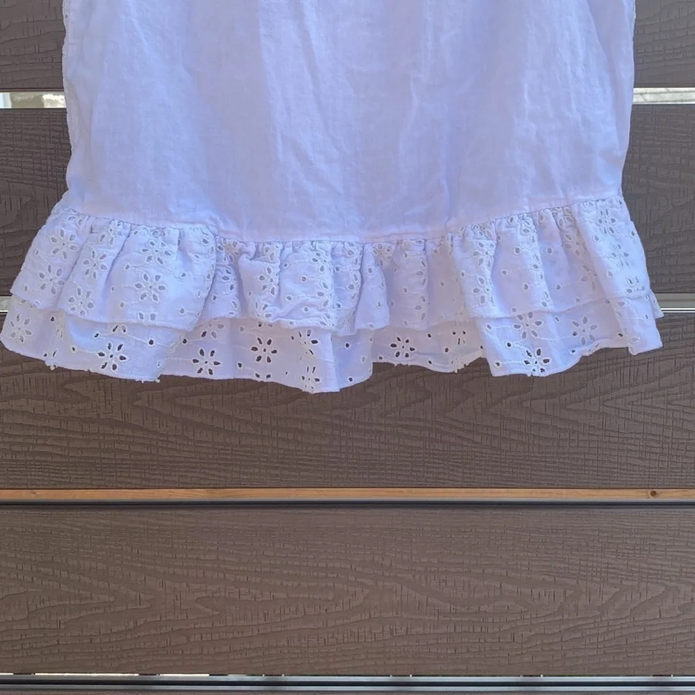 Zara opened eyelet ruffled blouse sleeveless white Size S - Picture 10 of 13
